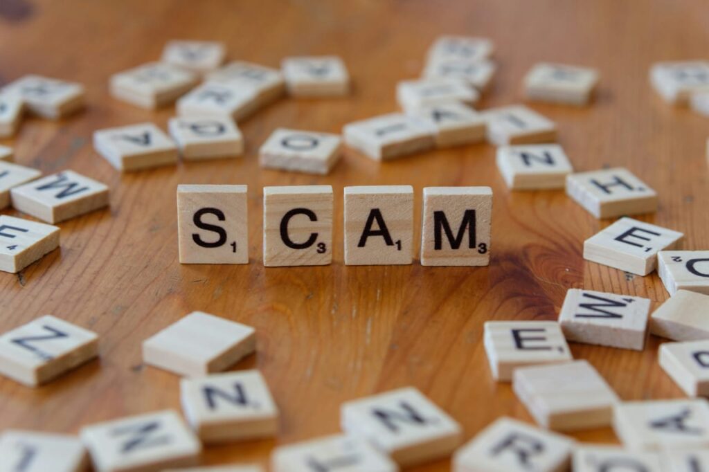 Wooden blocks with scans written on them protect against fraudulent offers.